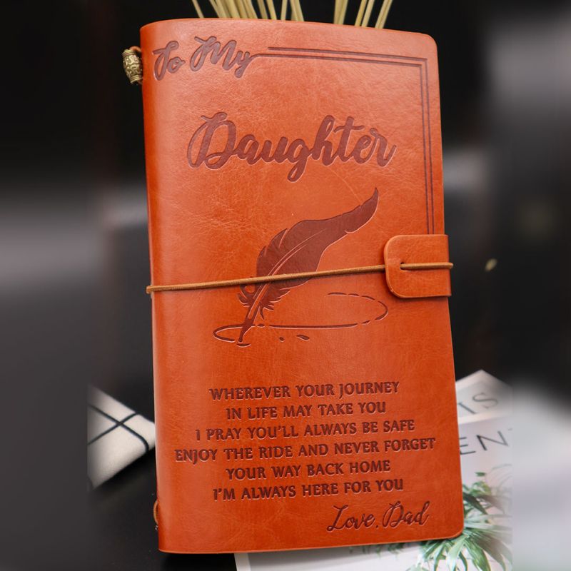 Dad To Daughter - Enjoy The Ride - Engraved Leather Journal Notebook-Jolura