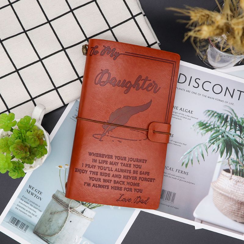 Dad To Daughter - Enjoy The Ride - Engraved Leather Journal Notebook-Jolura