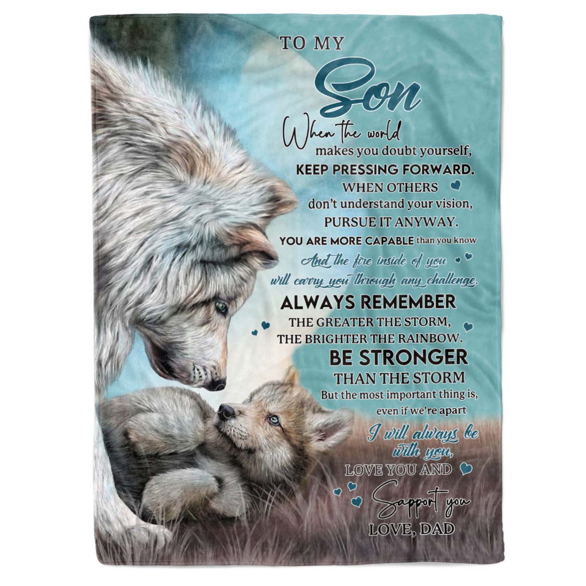 To My Son - From Dad - Wolf A246 - Premium Blanket-Jolura