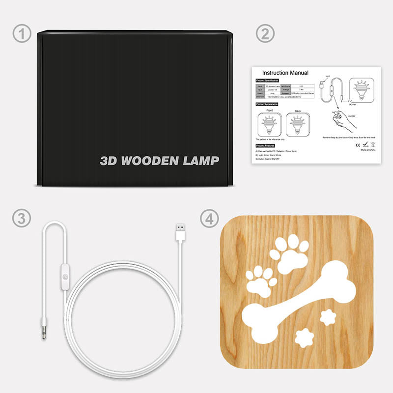 Dog Bone Wooden Decorative Light-Jolura