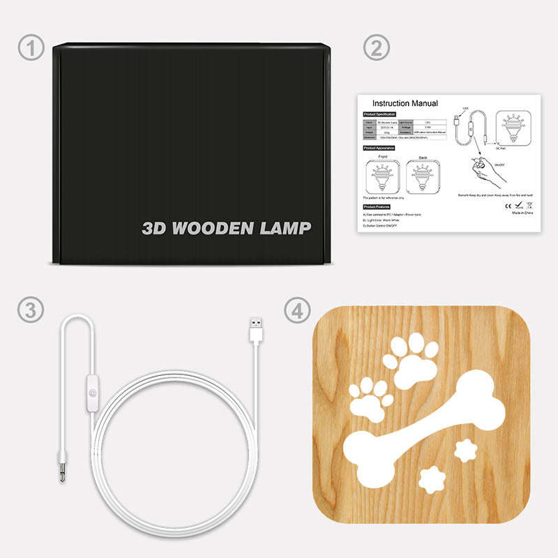 Dog Bone Wooden Decorative Light-Jolura