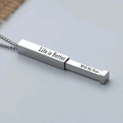 Life is Better With My Boys - Hidden Message Necklace