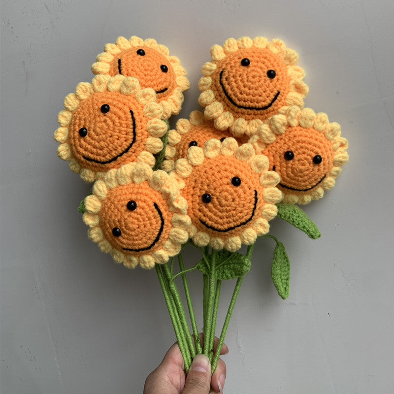 Handmade Knitted Décor Gift - Sunflower with Smiling-Jolura