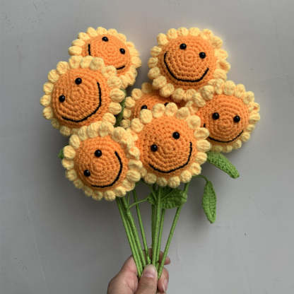 Handmade Knitted Décor Gift - Sunflower with Smiling-Jolura