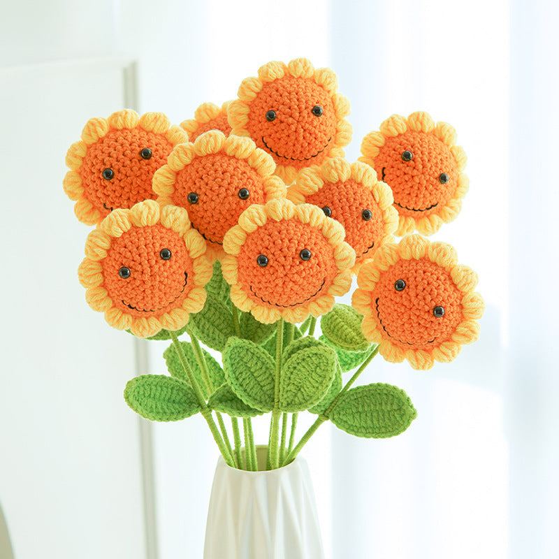 Handmade Knitted Décor Gift - Sunflower with Smiling-Jolura