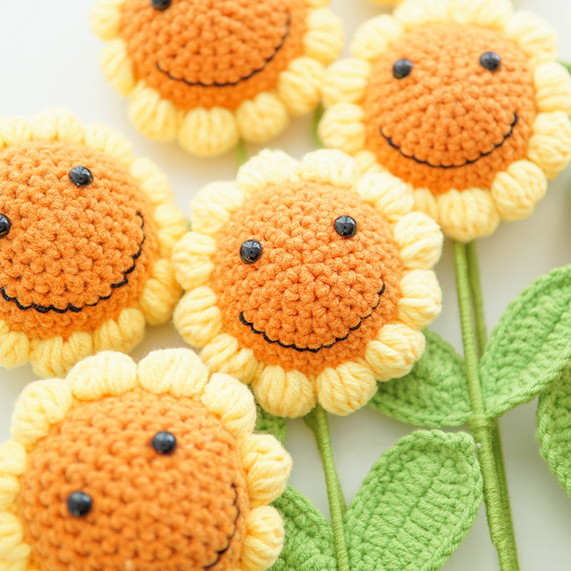 Handmade Knitted Décor Gift - Sunflower with Smiling-Jolura