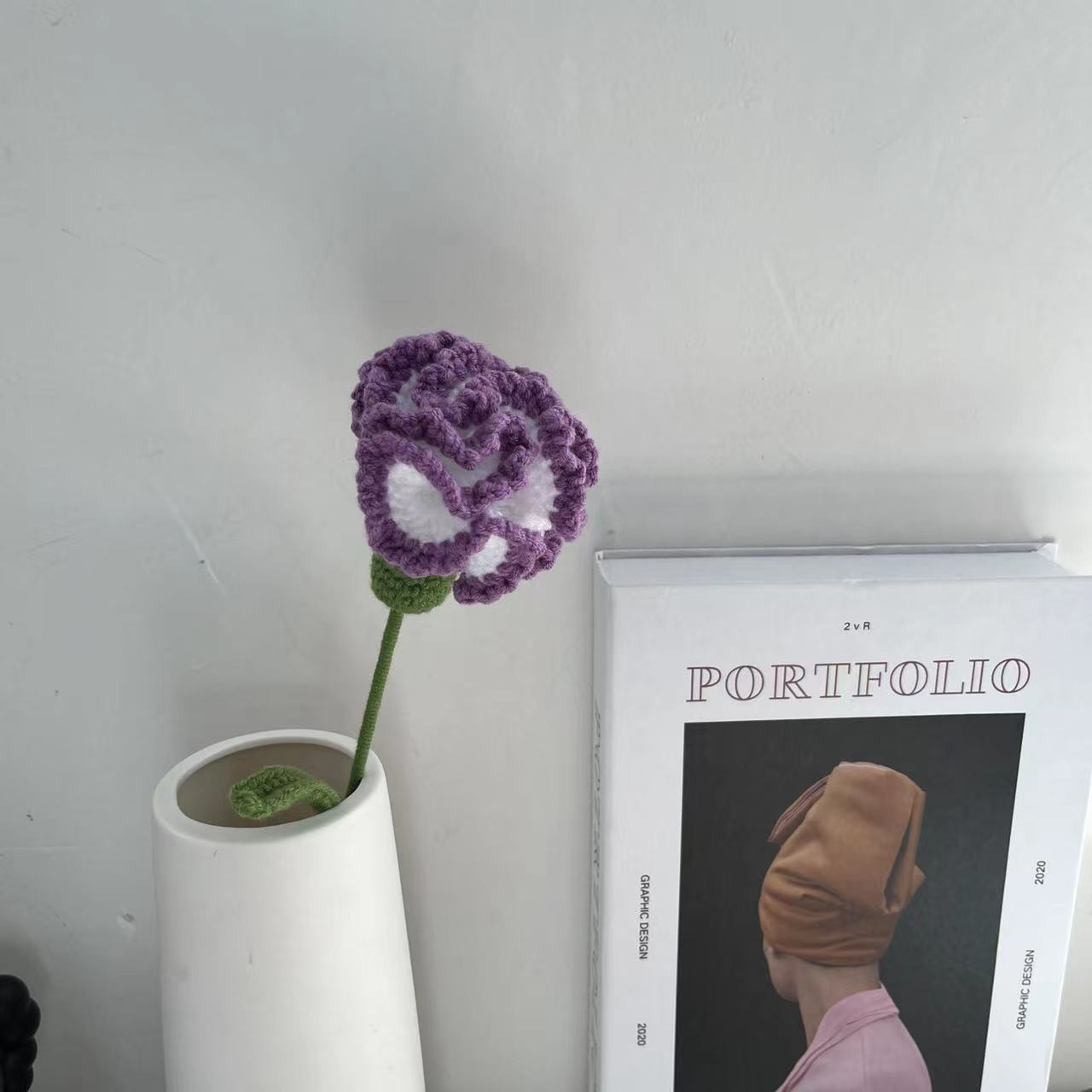 Handmade Knitted Décor Gift - Carnation - Dark Purple-Jolura