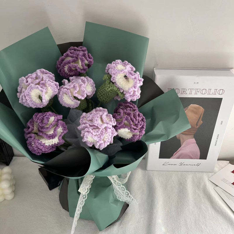 Handmade Knitted Décor Gift - Carnation - Dark Purple-Jolura