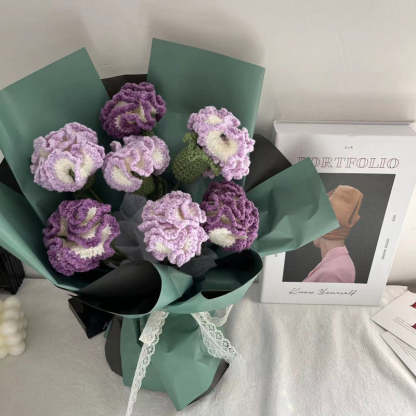 Handmade Knitted Décor Gift - Carnation - Dark Purple-Jolura