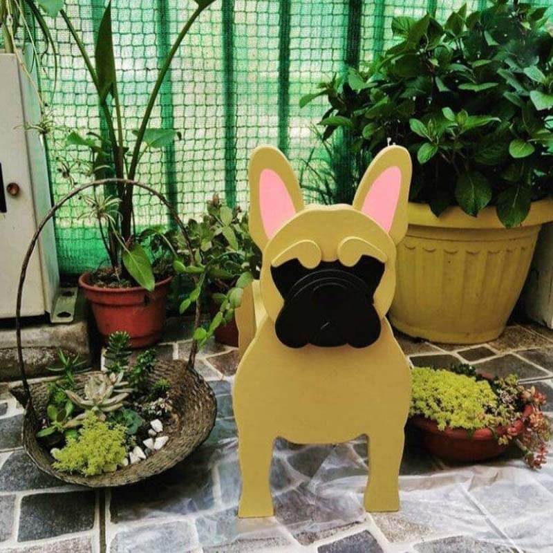 Yellow French Bulldog Planter AP004-Jolura