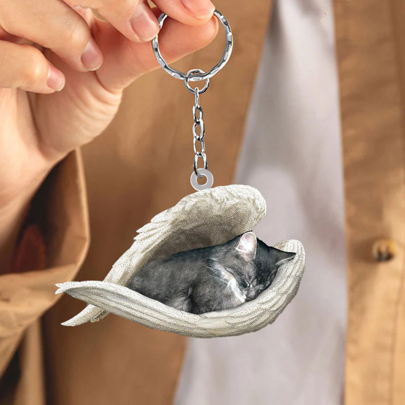 Sleeping Angel Acrylic Keychain Gray Cat SA113-Jolura