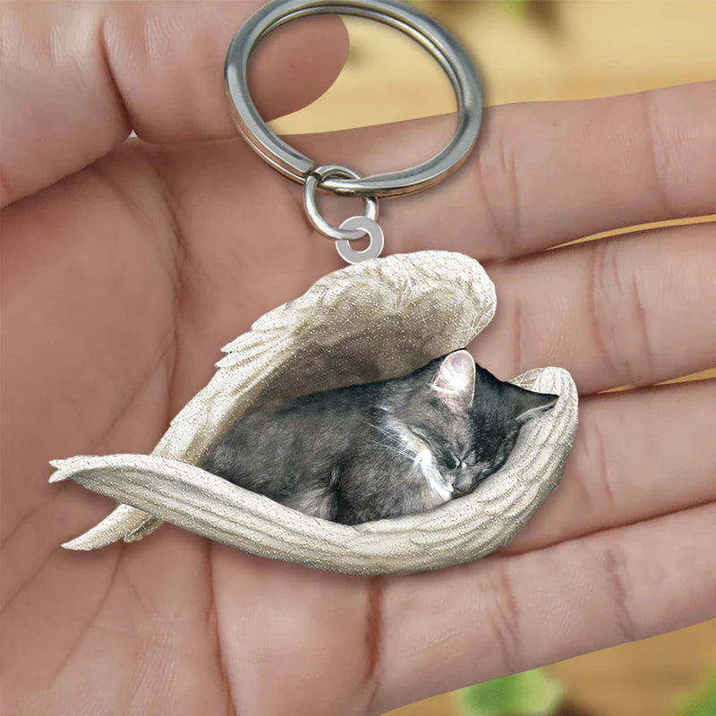 Sleeping Angel Acrylic Keychain Gray Cat SA113-Jolura