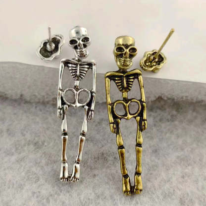 Skull Skeleton Drop Earrings-Jolura