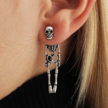 Skull Skeleton Drop Earrings-Jolura