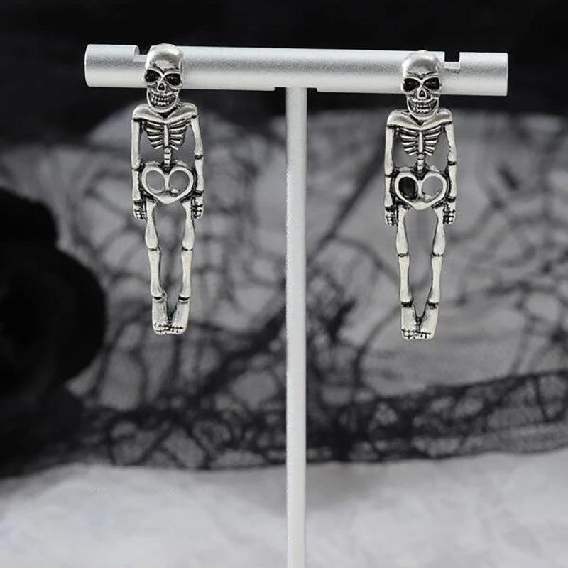 Skull Skeleton Drop Earrings-Jolura