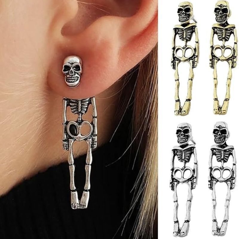Skull Skeleton Drop Earrings-Jolura