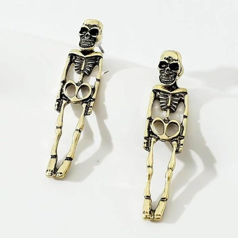 Skull Skeleton Drop Earrings-Jolura