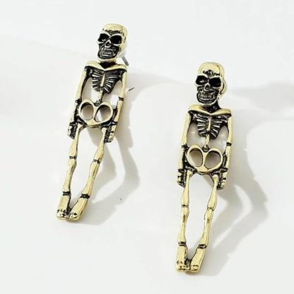Skull Skeleton Drop Earrings-Jolura