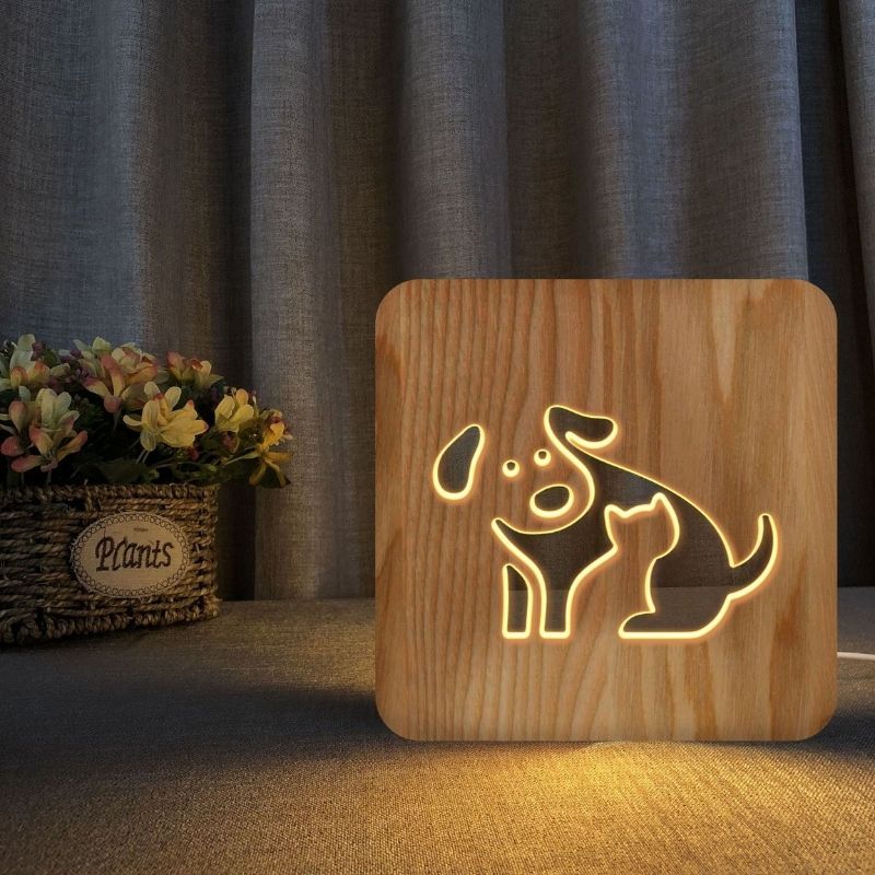 Happy Dog Wooden Decorative Light-Jolura