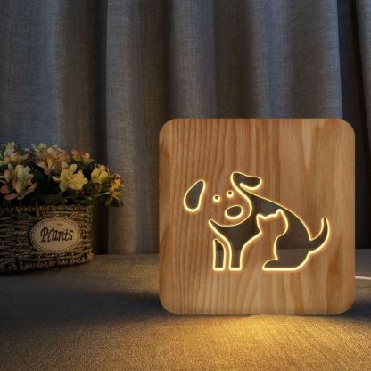 Happy Dog Wooden Decorative Light-Jolura
