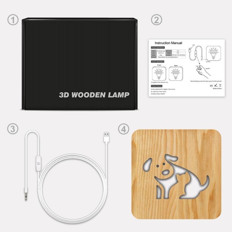 Happy Dog Wooden Decorative Light-Jolura