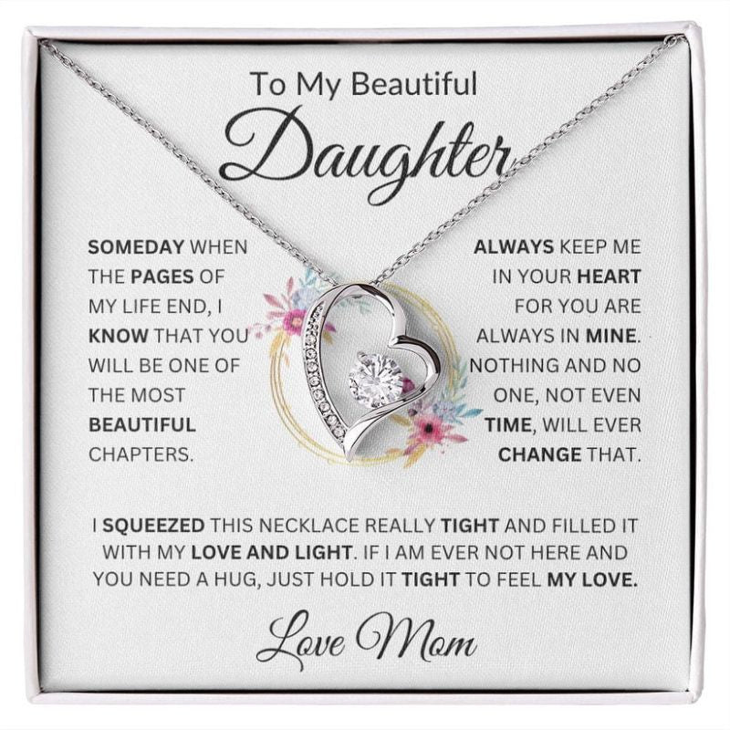 To My Beautiful Daughter - Always Keep Me in Your Heart - Forever Love Necklace-Jolura