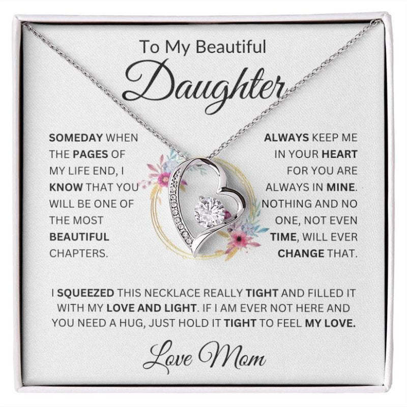 To My Beautiful Daughter - Always Keep Me in Your Heart - Forever Love Necklace-Jolura