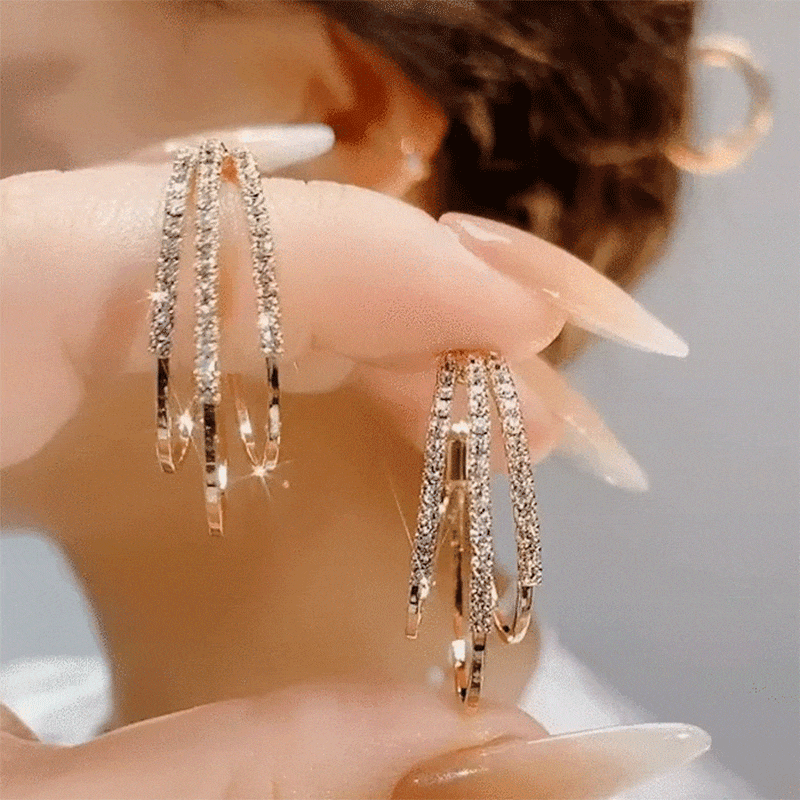 Shiny Diamond Hoop Earrings-Jolura