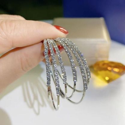 Shiny Diamond Hoop Earrings-Jolura