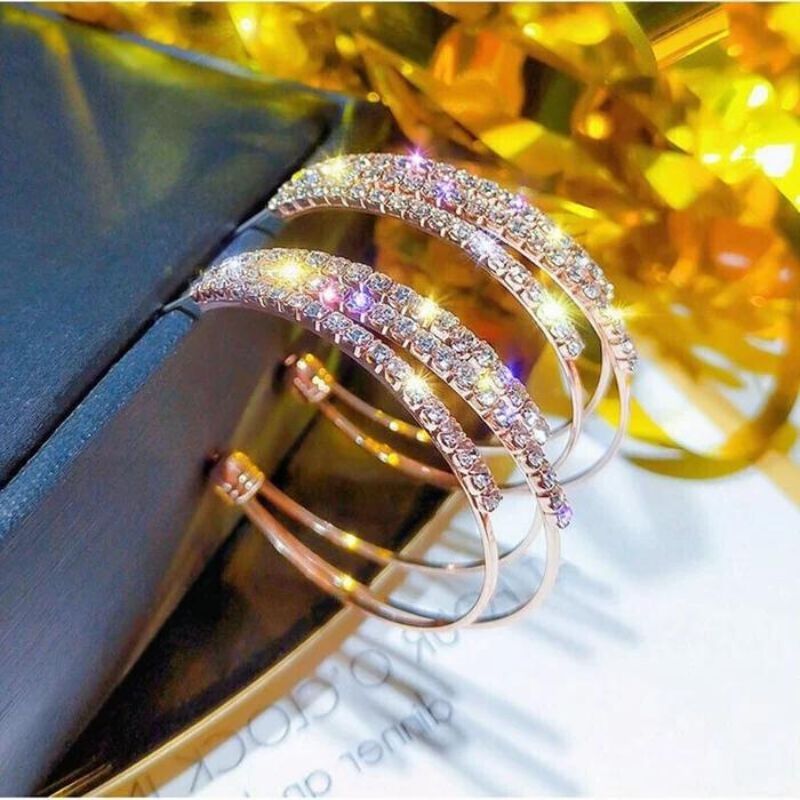 Shiny Diamond Hoop Earrings-Jolura