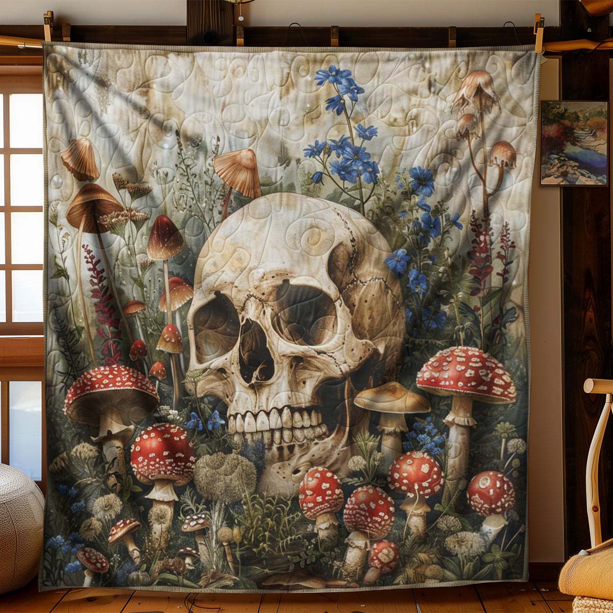 Aboriginal skull blanket - J077 - Premium Blanket