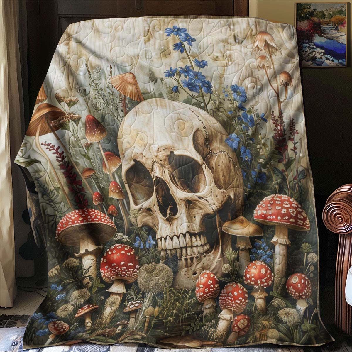 Aboriginal skull blanket - J077 - Premium Blanket