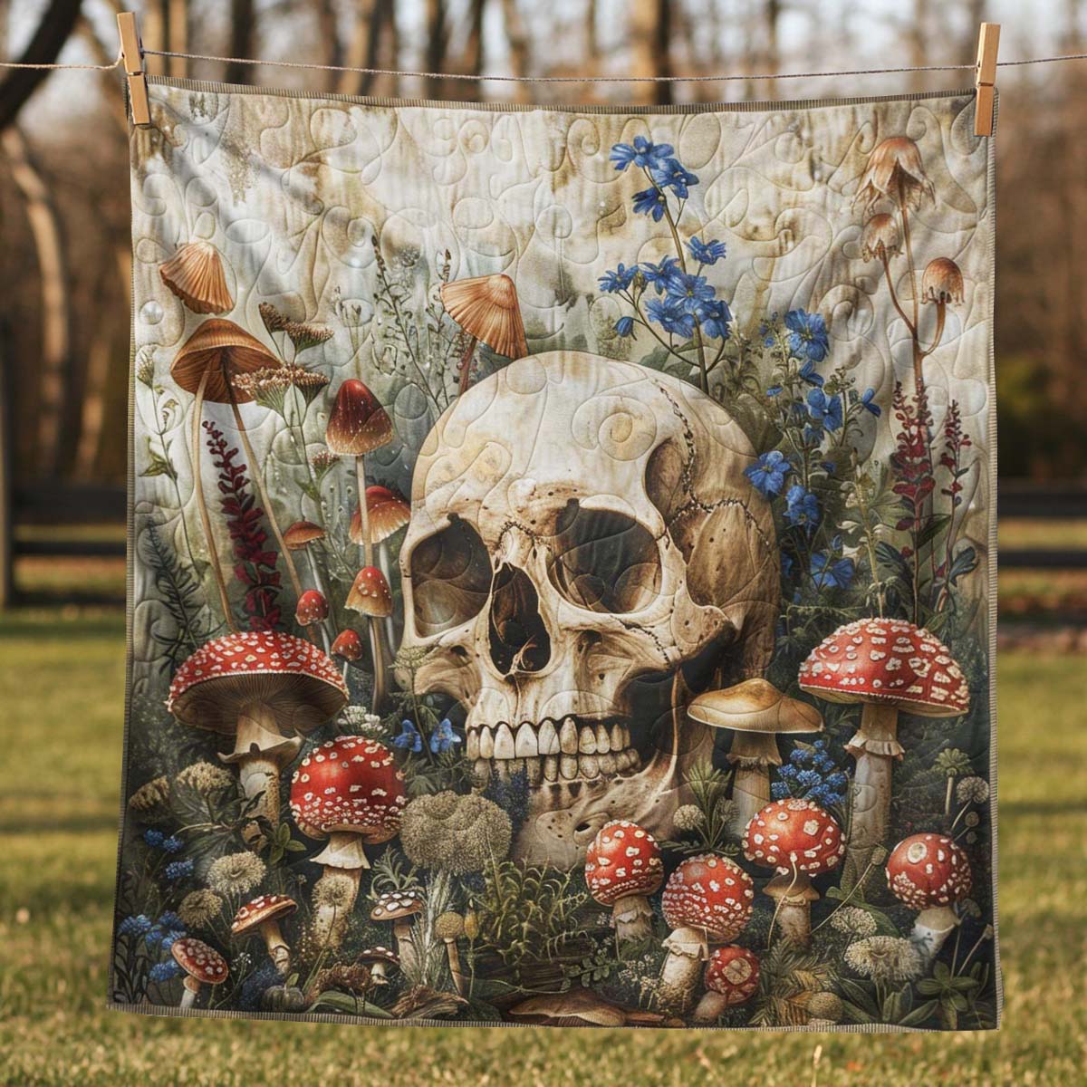 Aboriginal skull blanket - J077 - Premium Blanket