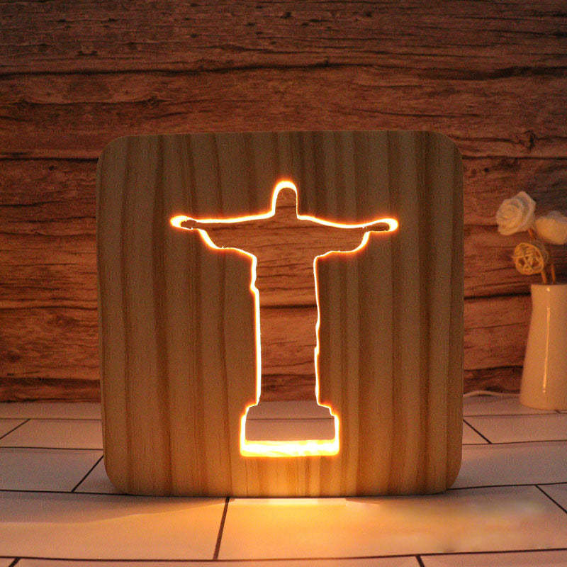 Jesus Wooden Decorative Light-Jolura