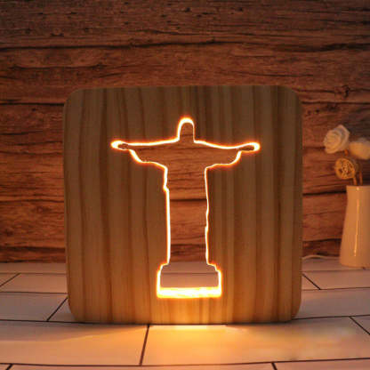Jesus Wooden Decorative Light-Jolura