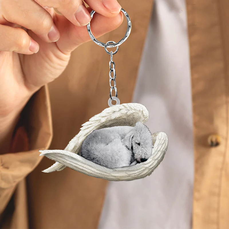 Sleeping Angel Acrylic Keychain Bedlington Terrier SA155-Jolura