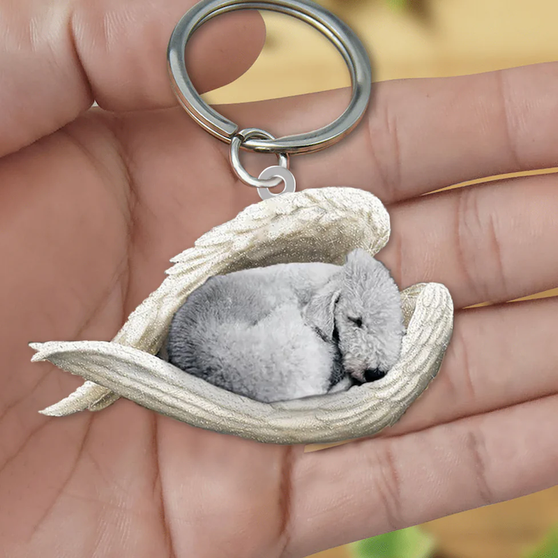 Sleeping Angel Acrylic Keychain Bedlington Terrier SA155-Jolura