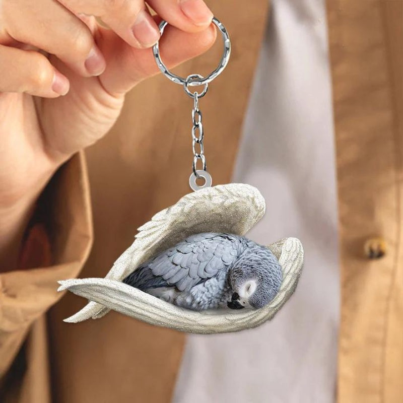 Sleeping Angel Acrylic Keychain African Grey Parrot SA197-Jolura