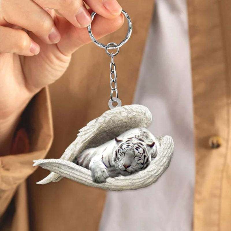 Sleeping Angel Acrylic Keychain White Tiger SA257-Jolura