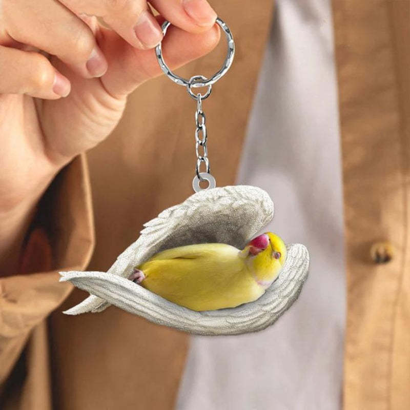 Sleeping Angel Acrylic Keychain Yellow Indian Ring Neck SA259-Jolura