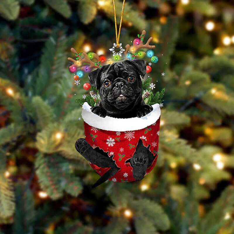 Pug In Snow Pocket Christmas Ornament SP017-Jolura