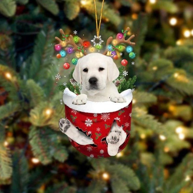 Labrador In Snow Pocket Christmas Ornament SP023-Jolura