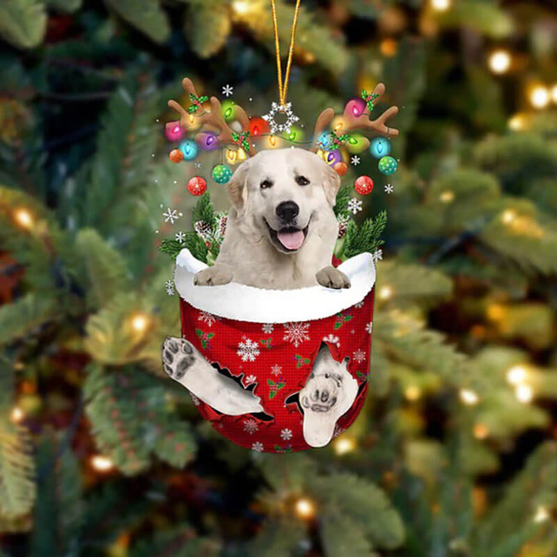 Great Pyrenees In Snow Pocket Christmas Ornament SP038-Jolura
