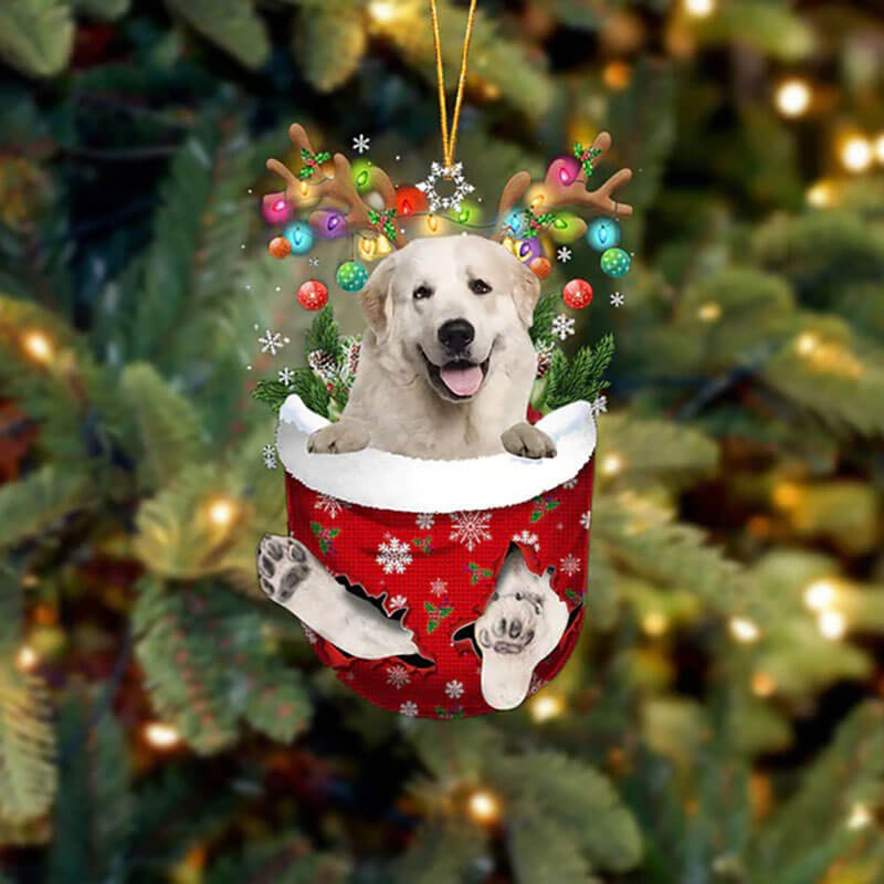 Great Pyrenees In Snow Pocket Christmas Ornament SP038-Jolura