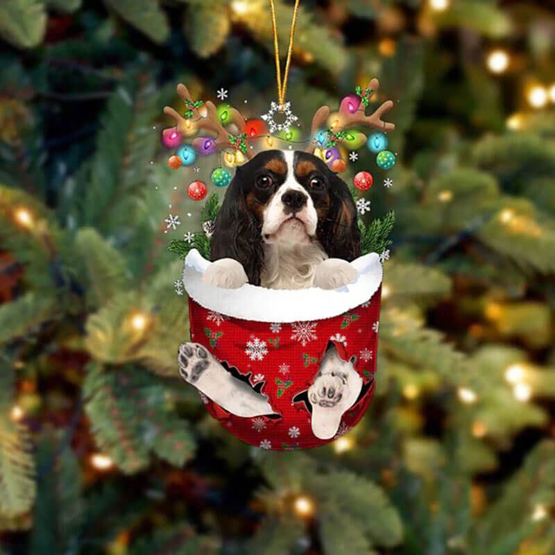 Cavalier King Charles In Snow Pocket Christmas Ornament SP039-Jolura