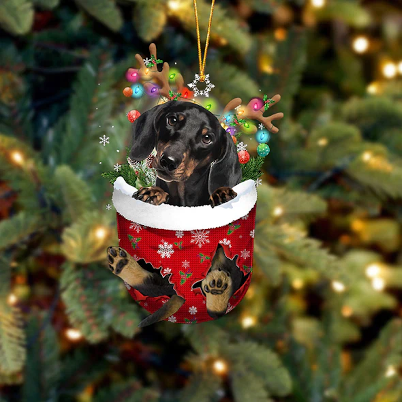 Dachshund In Snow Pocket Christmas Ornament SP043-Jolura