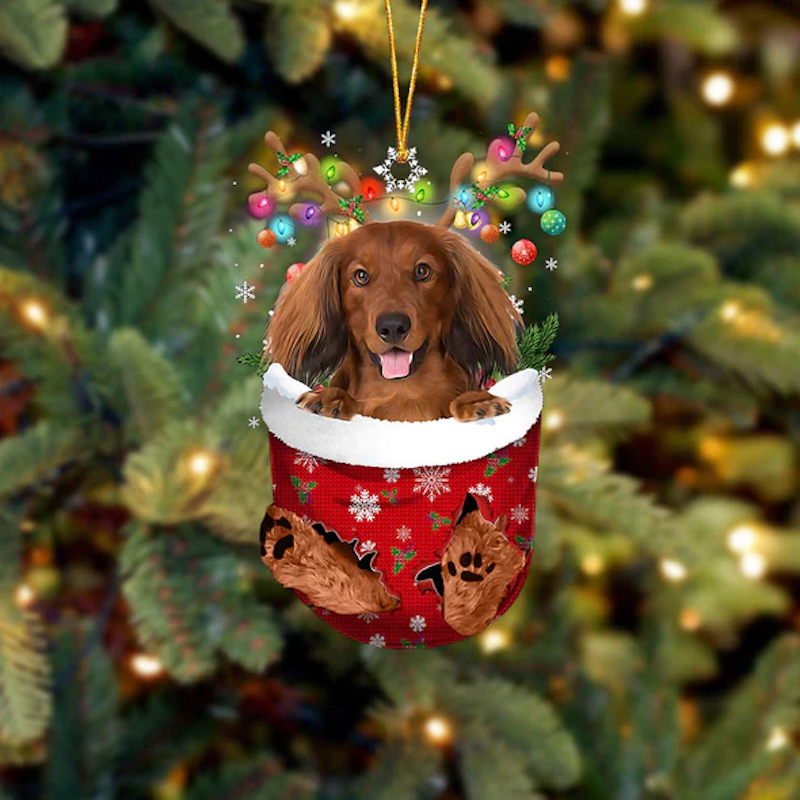Dachshund In Snow Pocket Christmas Ornament SP047-Jolura