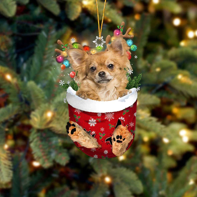 Chihuahua In Snow Pocket Christmas Ornament SP055-Jolura