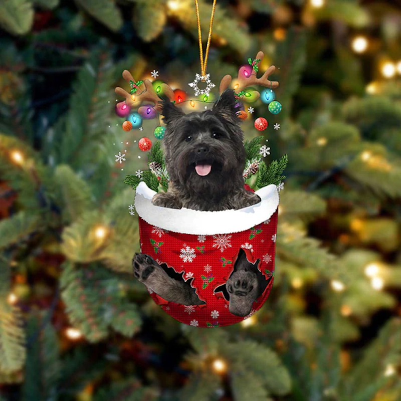 Cairn Terrier In Snow Pocket Christmas Ornament SP057-Jolura