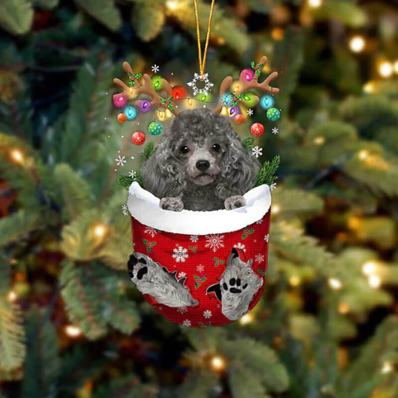 Poodle In Snow Pocket Christmas Ornament SP060-Jolura